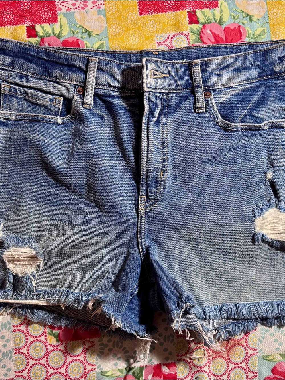 Old Navy Blue Distressed Jean Shorts